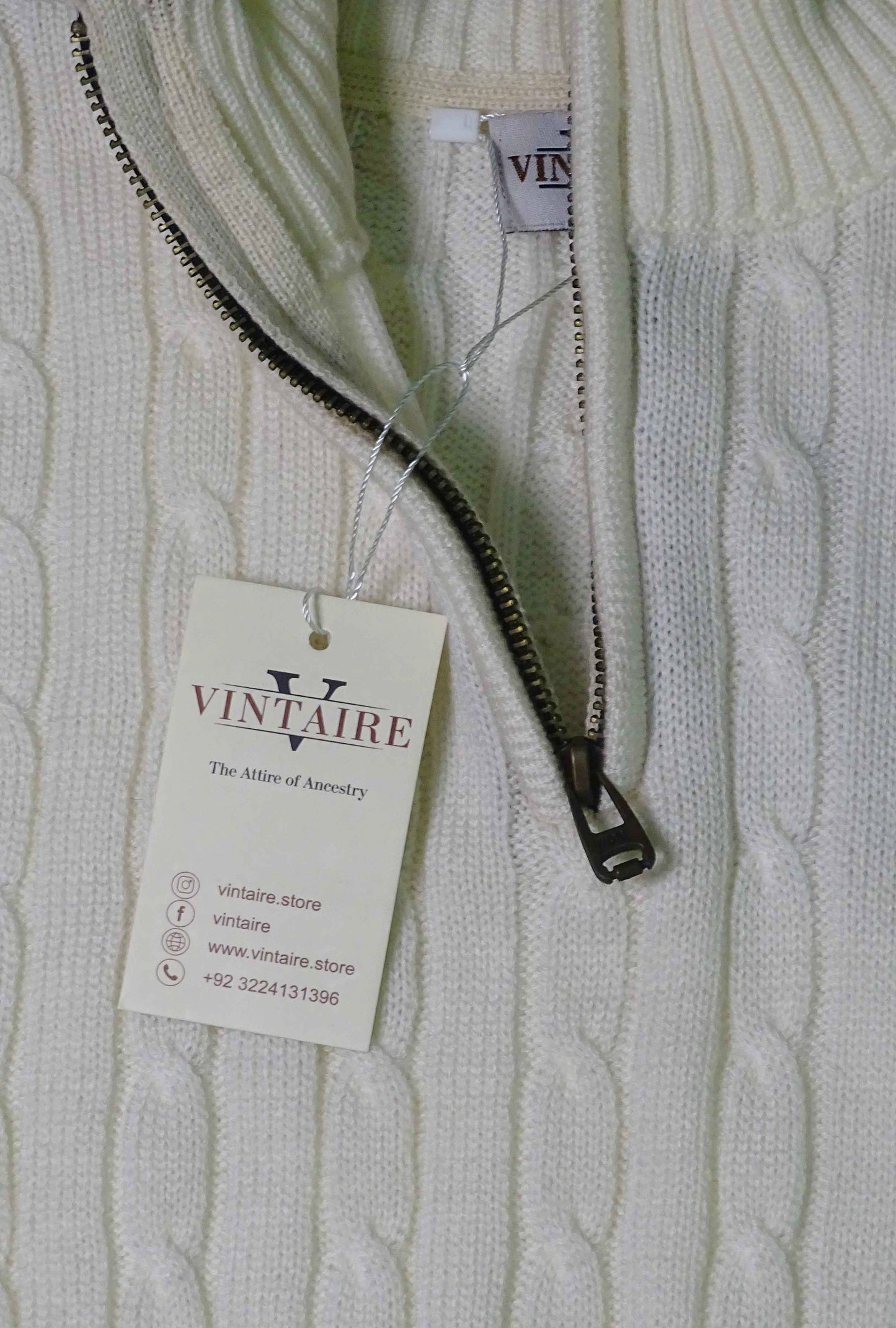 Cream Quarter Zip Sweater