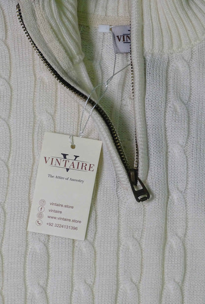 Cream Quarter Zip Sweater