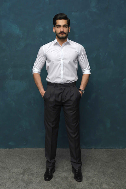 Grey & Blue Striped Shirt