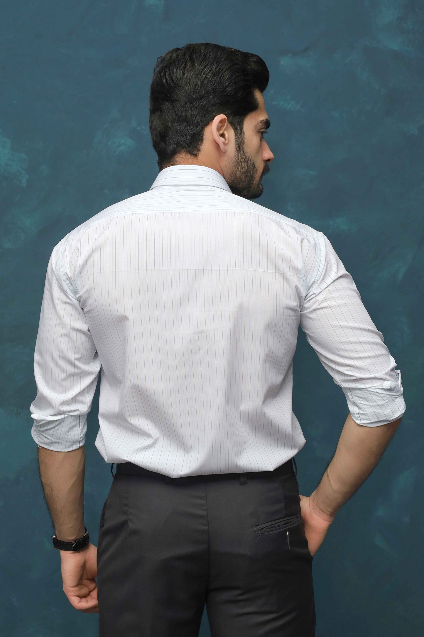 Grey & Blue Striped Shirt