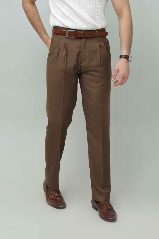 Brown Pleated Pant
