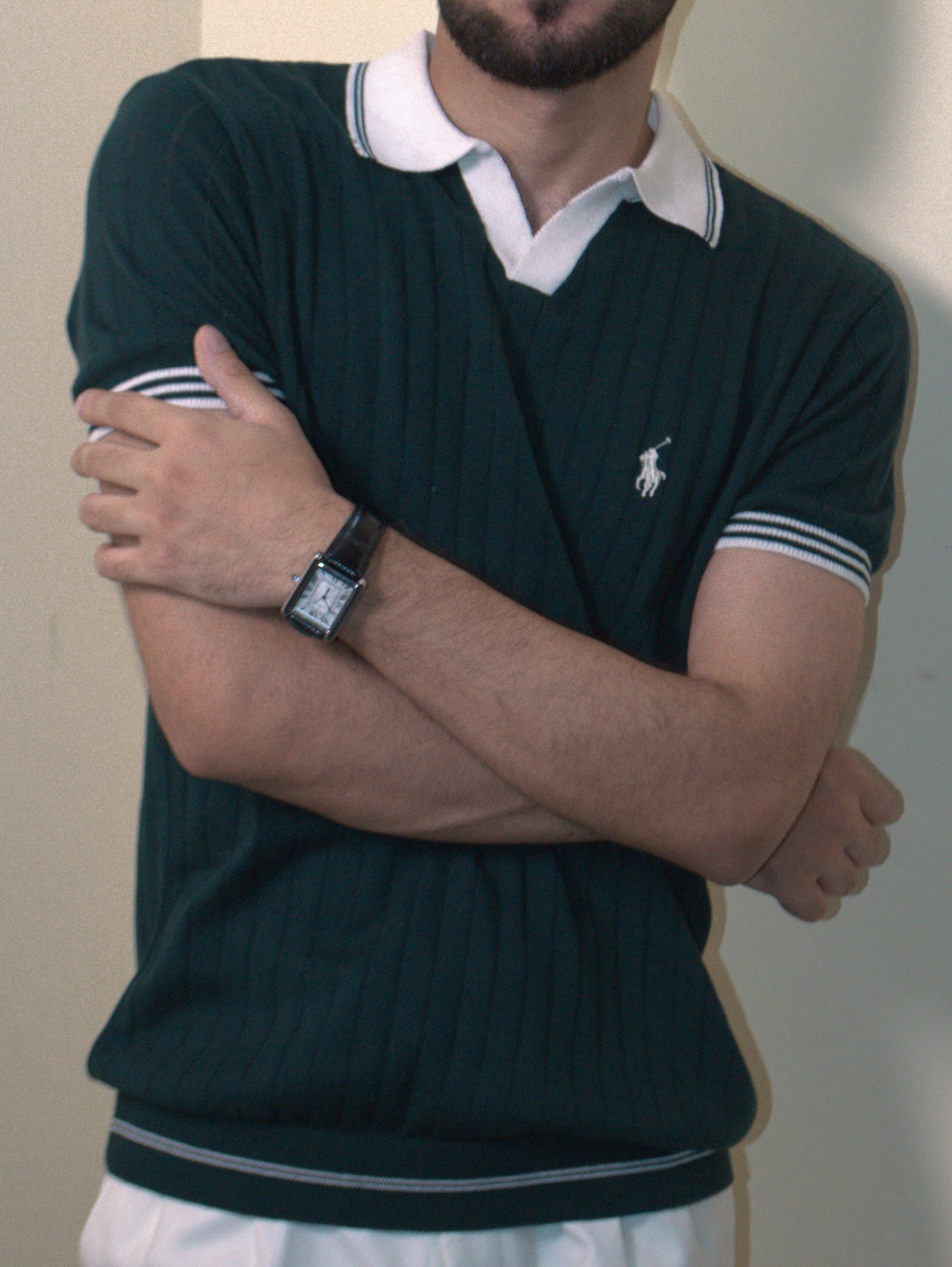 Olive & White Knitted Polo
