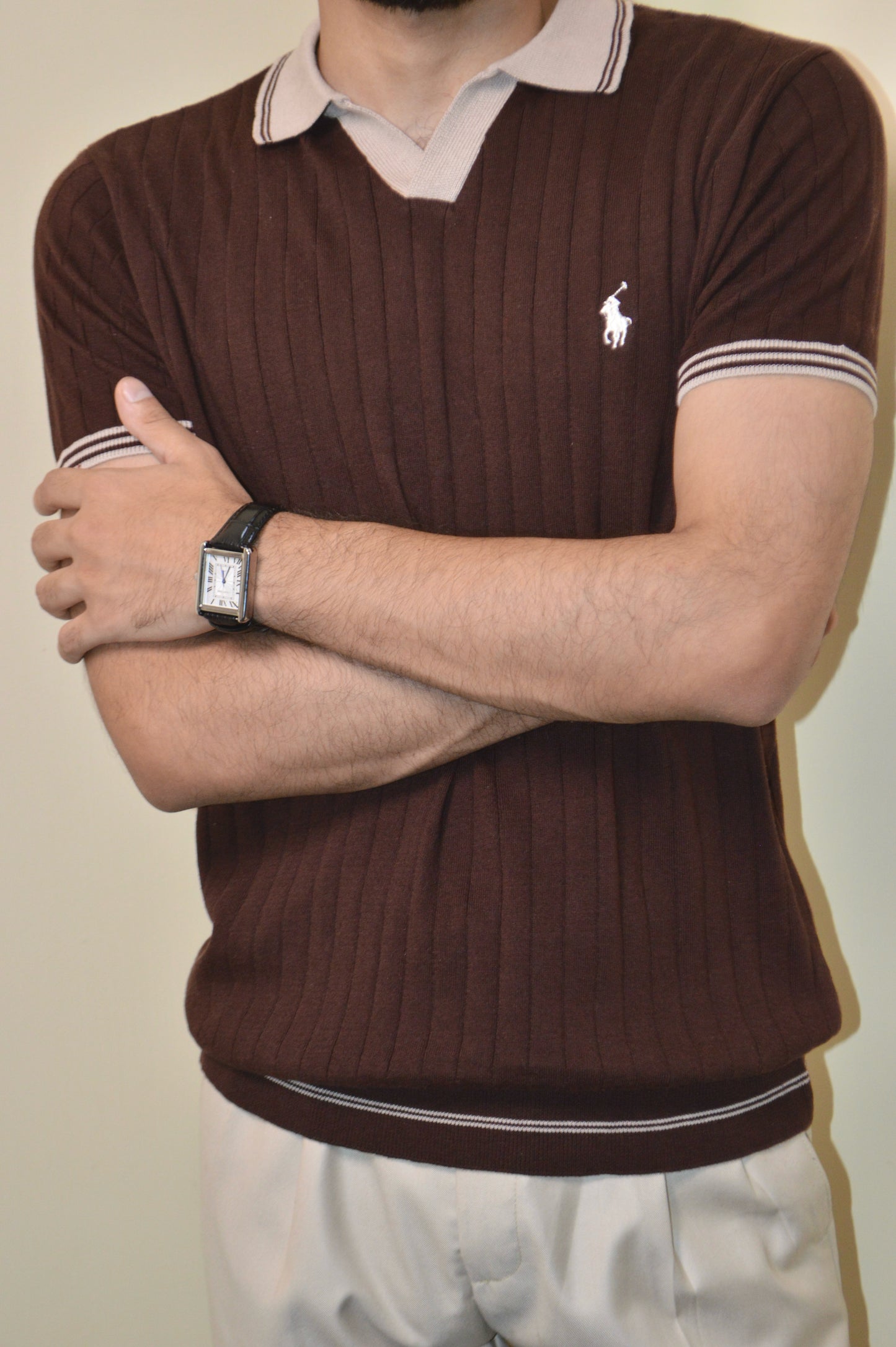Brown & Beige Knitted Polo