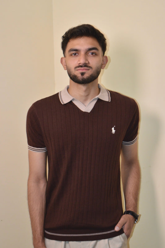 Brown & Beige Knitted Polo